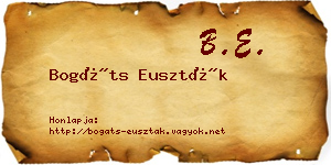 Bogáts Euszták névjegykártya